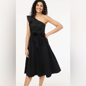 J. Crew Womens Black One-shoulder midi dress